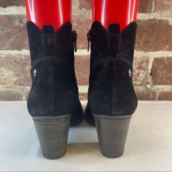 Paul Green Nora Black Waterproof Suede Heeled Booties Sz 7 - Picture 5 of 8
